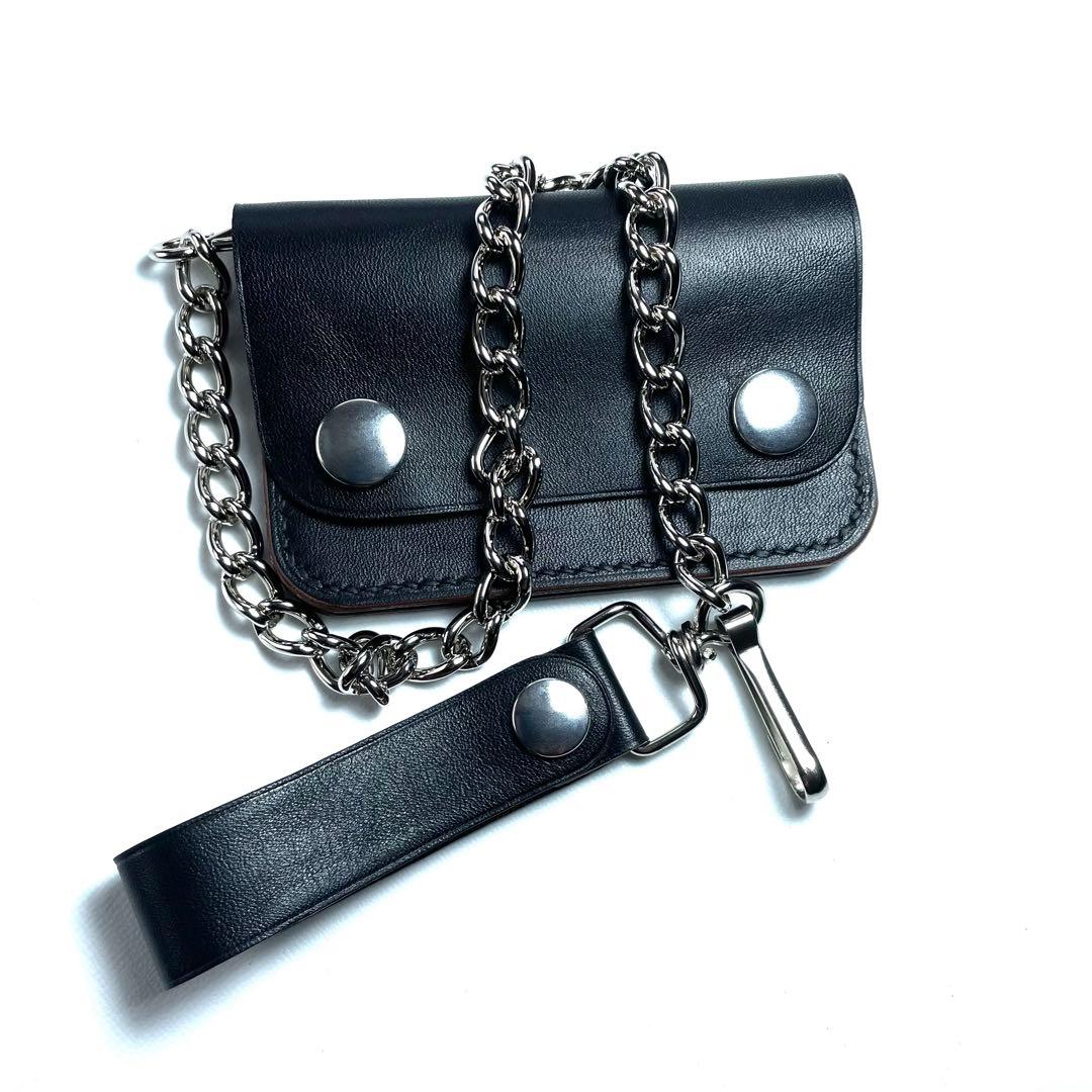 ミニトラッカーウォレット　ロウ付けチェーンセット　ホースハイドレザー