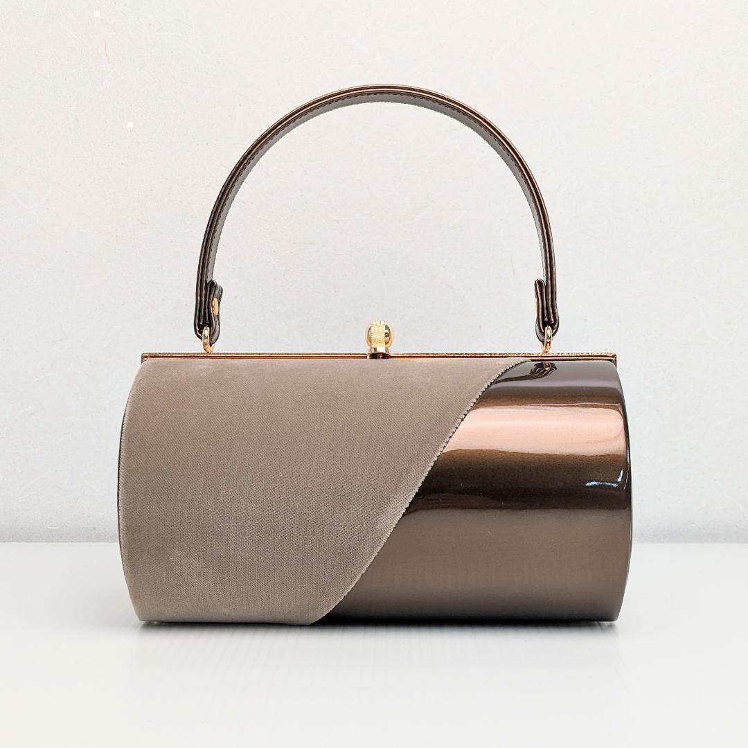 ベロア 3枚芯 ハイヒール 草履バッグ セット ブラウン w64-4