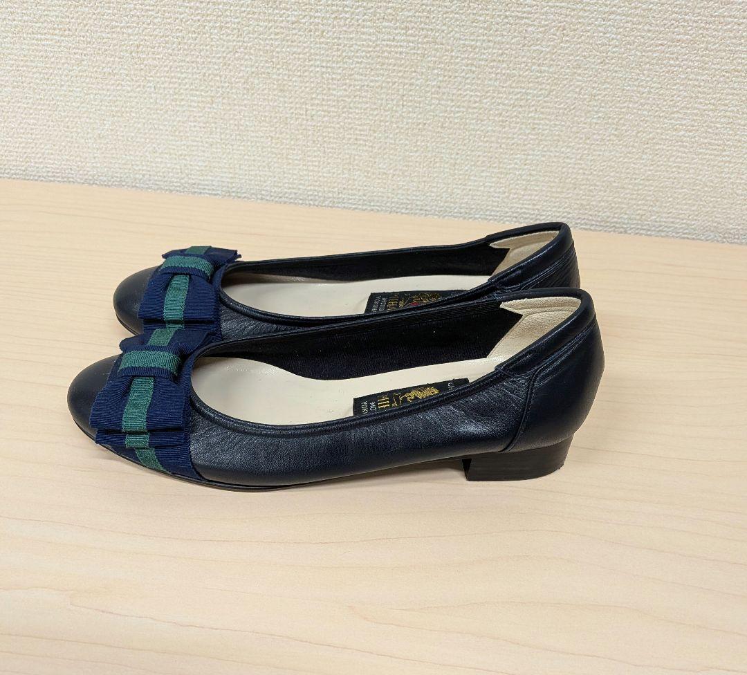 【美品】MIHAMA リボン付きカッターシューズ ネイビー　エコバッグ付