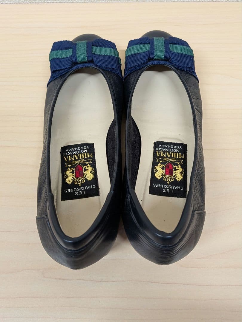 【美品】MIHAMA リボン付きカッターシューズ ネイビー　エコバッグ付
