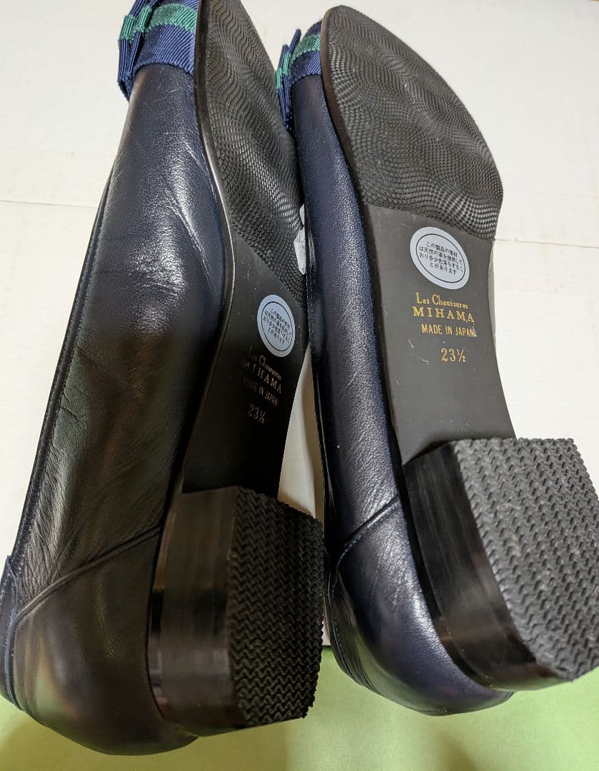 【美品】MIHAMA リボン付きカッターシューズ ネイビー　エコバッグ付