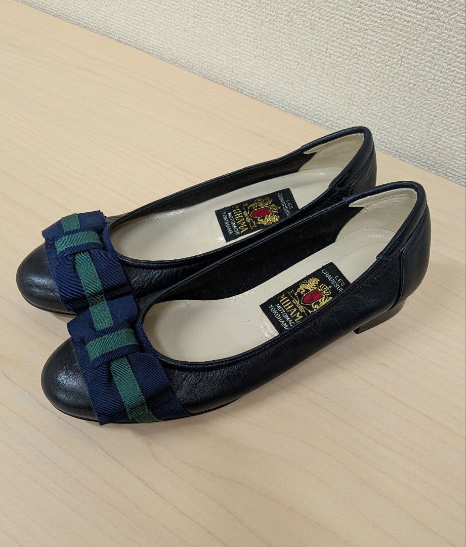 【美品】MIHAMA リボン付きカッターシューズ ネイビー　エコバッグ付
