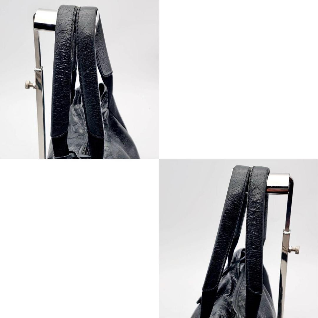 バレンシアガ　ネイビーカバスS ハンドバッグ シワ加工 ブラック　レザー　A4可