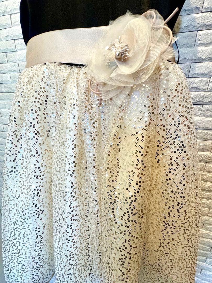 Drescco ドレスコ　ゴールドスパンコール レースドレス 120 フォーマル