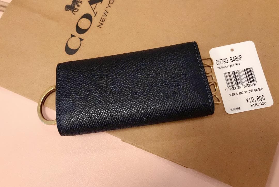 新品 COACH 6 リング キー ケース ネイビー