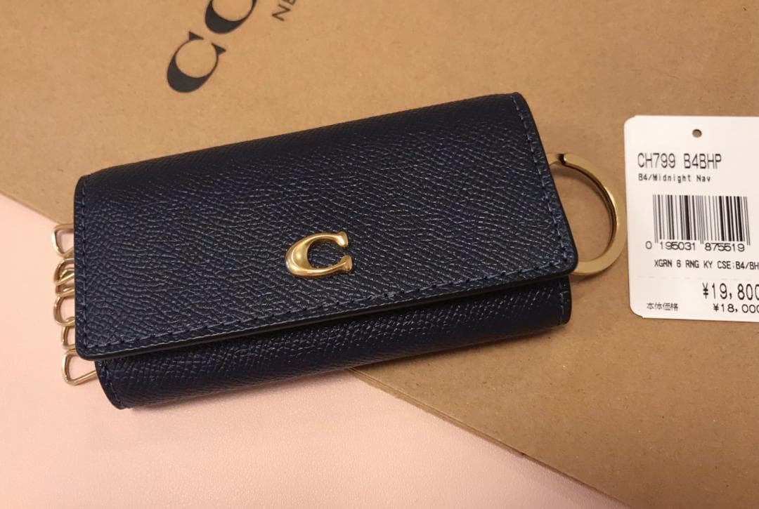 新品 COACH 6 リング キー ケース ネイビー