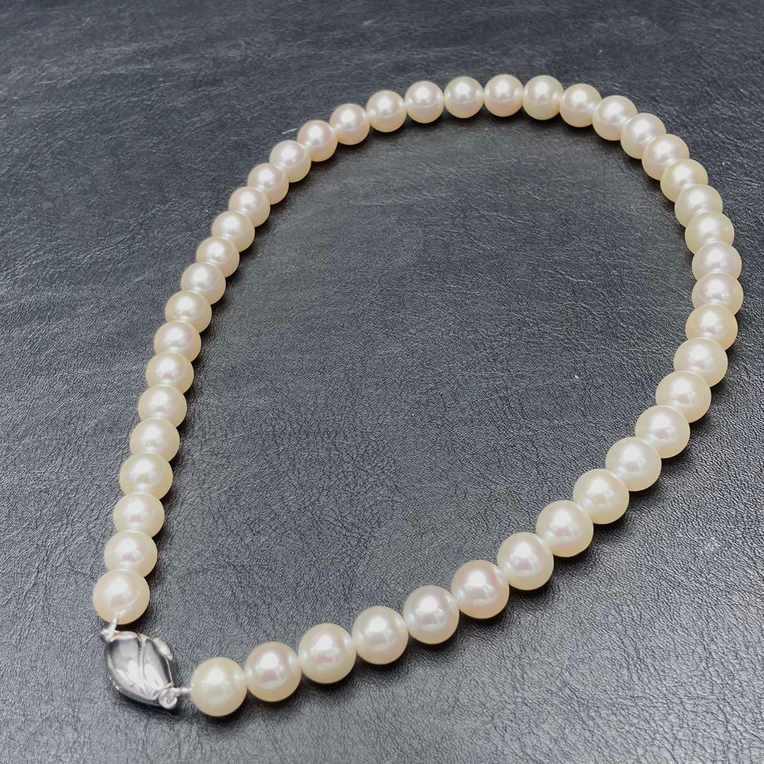 ✨美品✨本真珠 パール ネックレス 9.0〜10mm 43cm SILVER金具