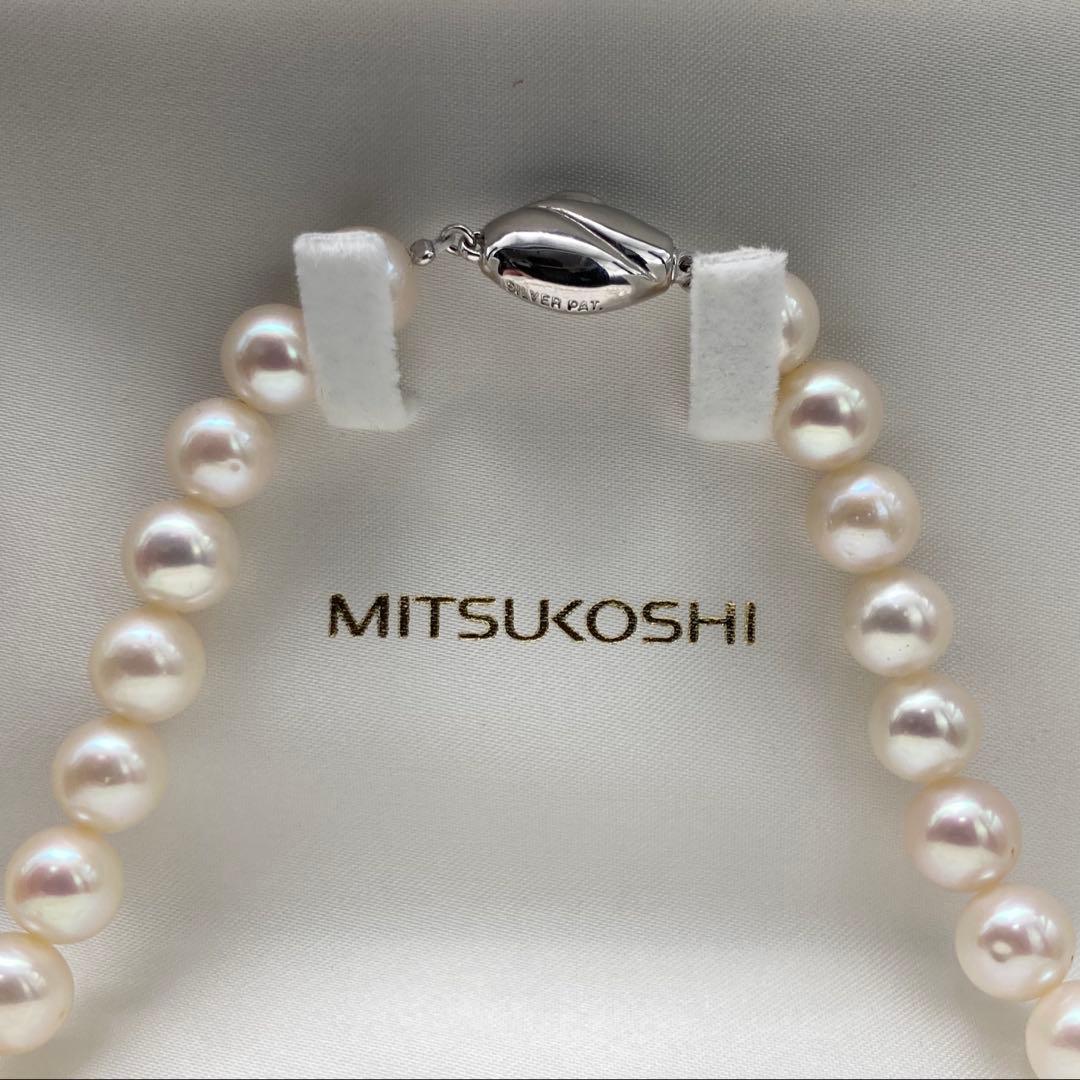 ✨美品✨本真珠 パール ネックレス 9.0〜10mm 43cm SILVER金具