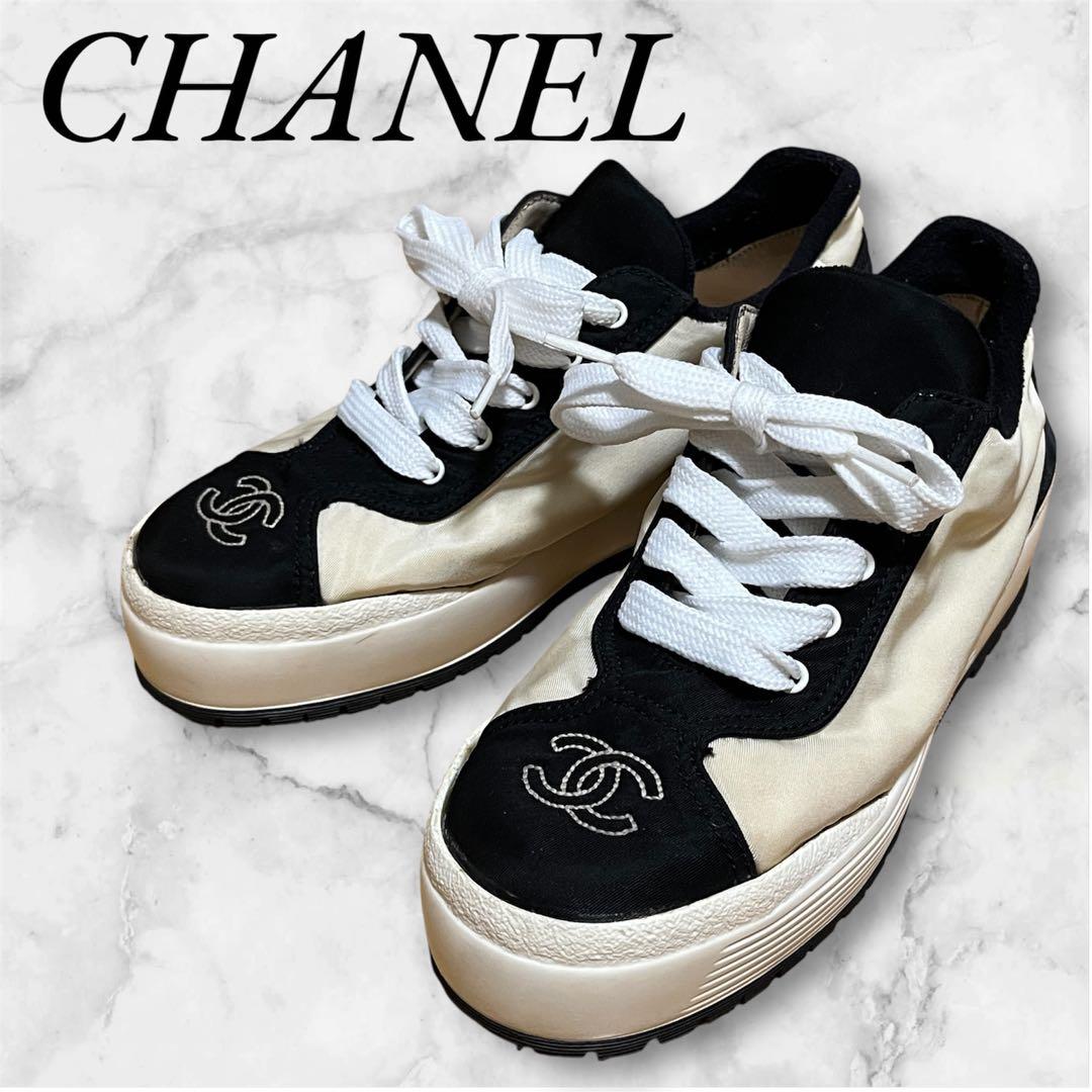 美品✨CHANEL シャネル スニーカー ココマーク バイカラー サイズ23