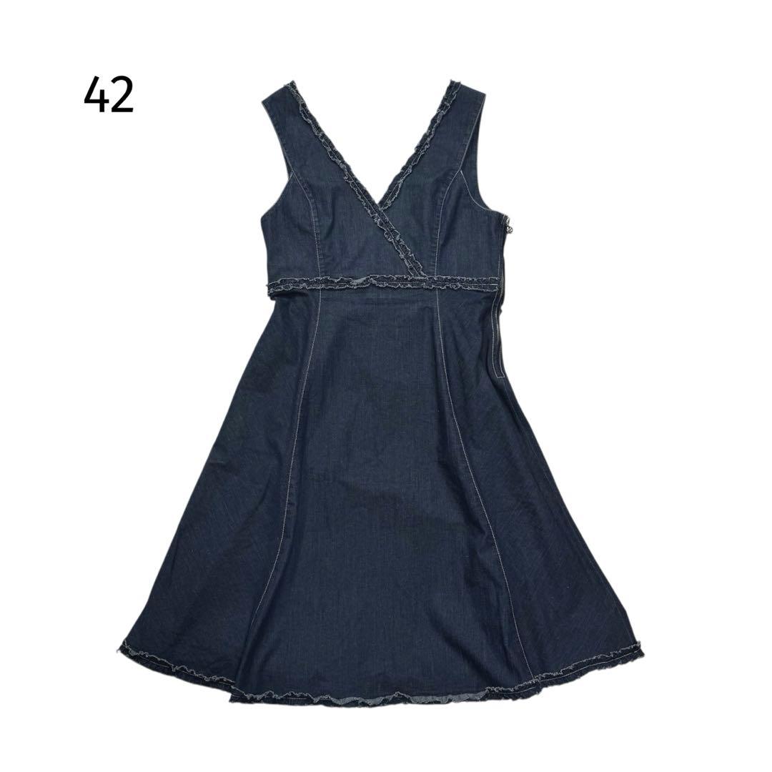 大きいサイズ エムズグレイシー デニム ワンピース ジャンパー スカート 42