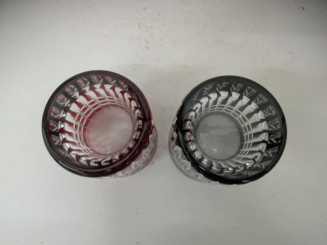 伝統工芸 江戸切子 太武朗 三筋格子 ペアカップ 未使用