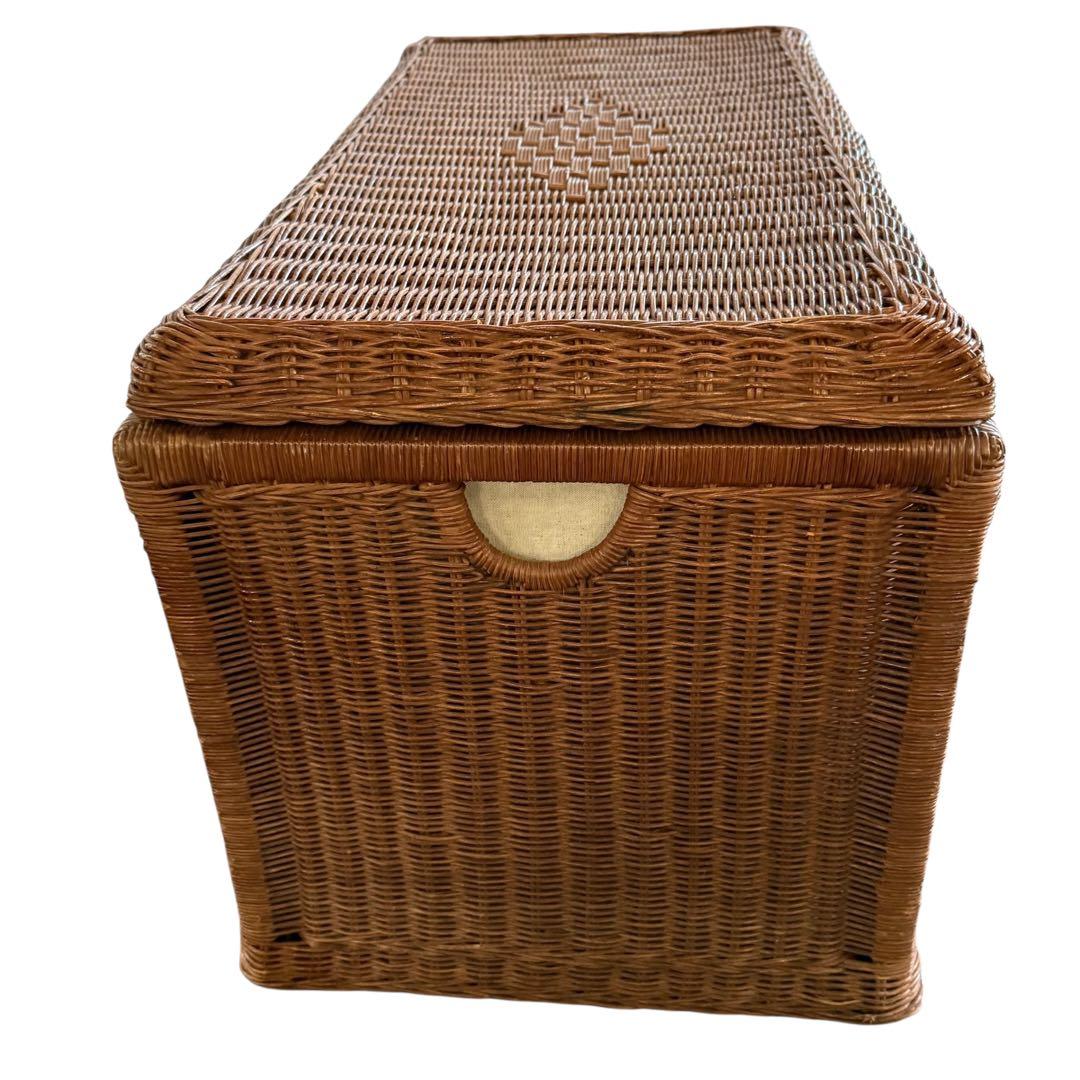 HR816 籐　ビンテージ　ラタン 大型収納 トランク蓋付き収納