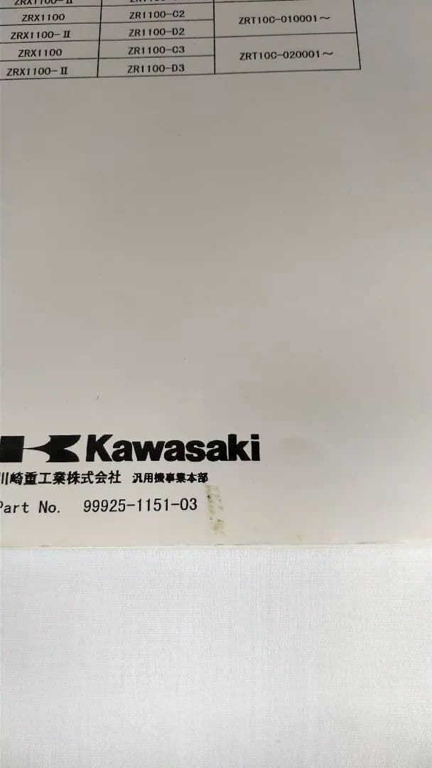 ワンオーナー ＺＲＸ1100 KAWASAKI カワサキ サービスマニュアル