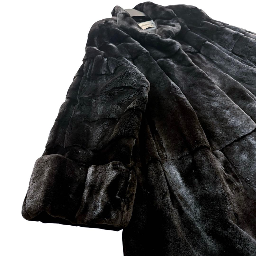 裾周り230 シェアードミンク フレア ファーコート ロールアップ 毛皮 XL