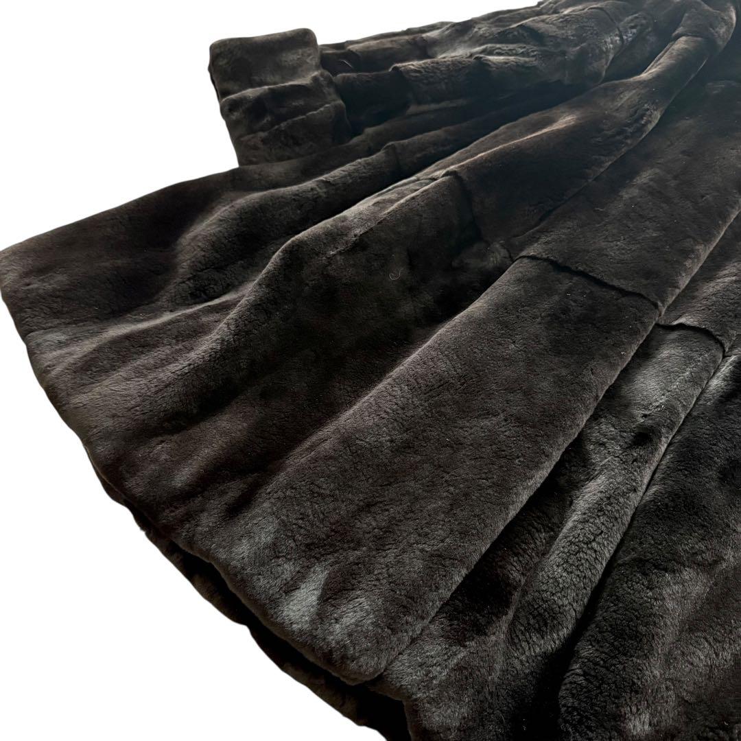 裾周り230 シェアードミンク フレア ファーコート ロールアップ 毛皮 XL