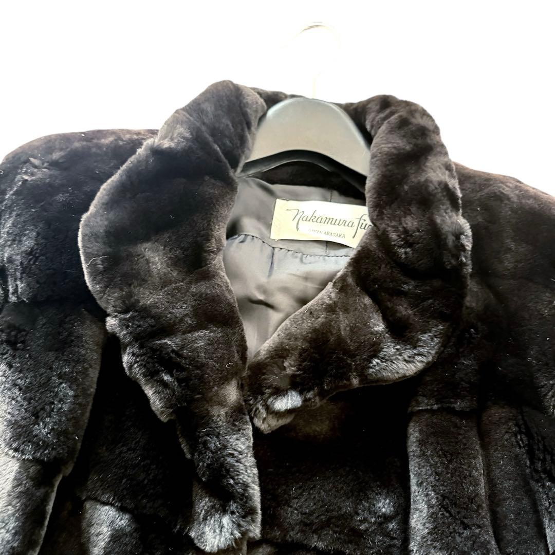 裾周り230 シェアードミンク フレア ファーコート ロールアップ 毛皮 XL