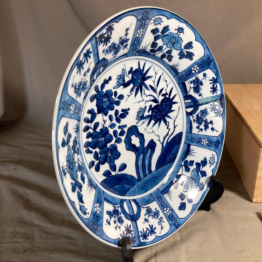 【源右衛門】古伊万里の伝統　日本の名窯　舘林源右衛門作　染付芙蓉手　大深皿