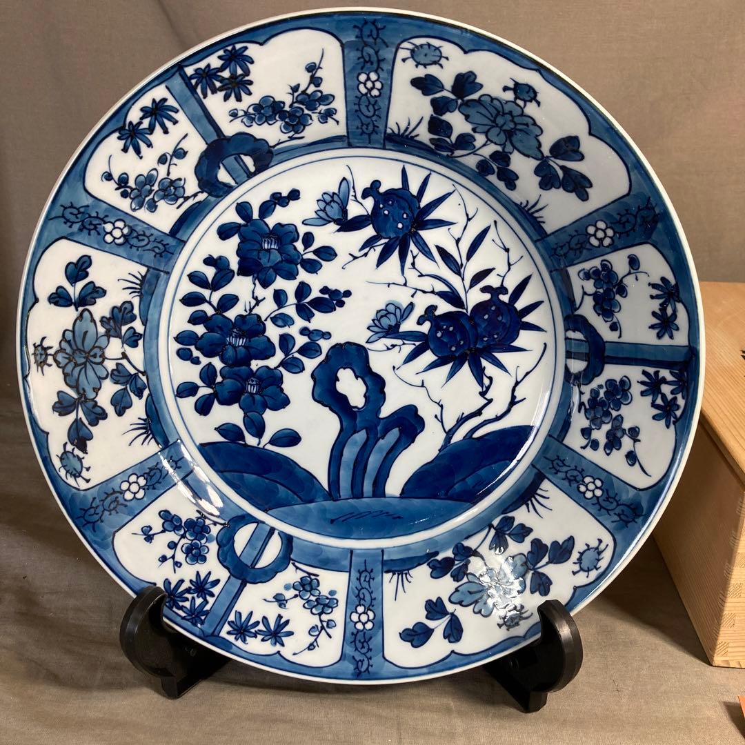 【源右衛門】古伊万里の伝統　日本の名窯　舘林源右衛門作　染付芙蓉手　大深皿