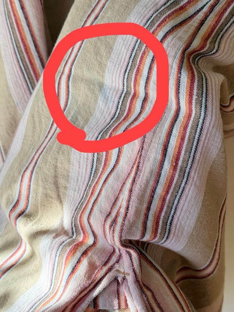 45R インドミニヘリンボンストライプのビッグシャツドレス フリーサイズ