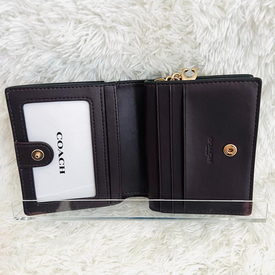 新品　正規品　COACH コーチ　ブラック　スタッズ レザー 二つ折り財布