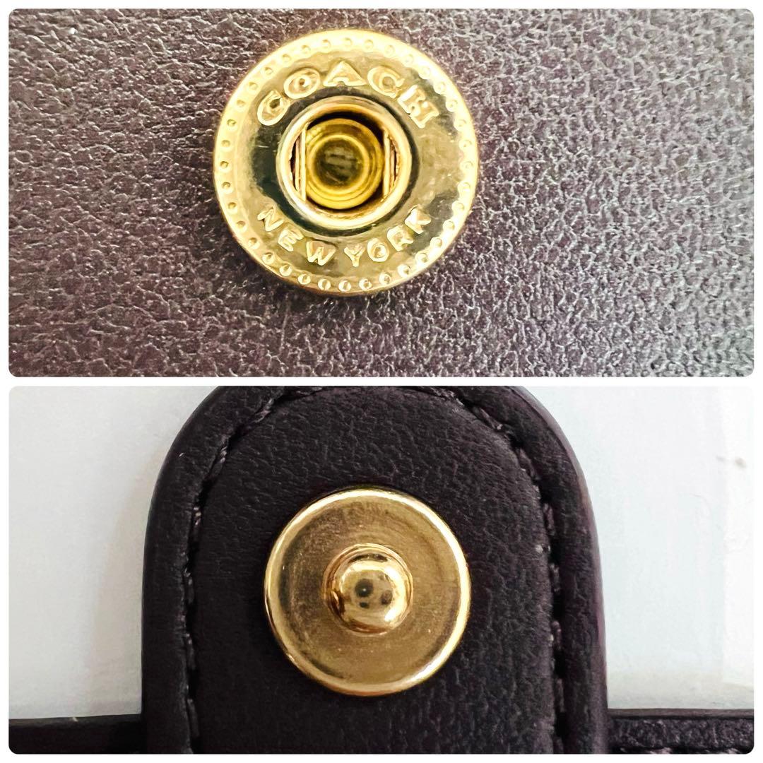 新品　正規品　COACH コーチ　ブラック　スタッズ レザー 二つ折り財布