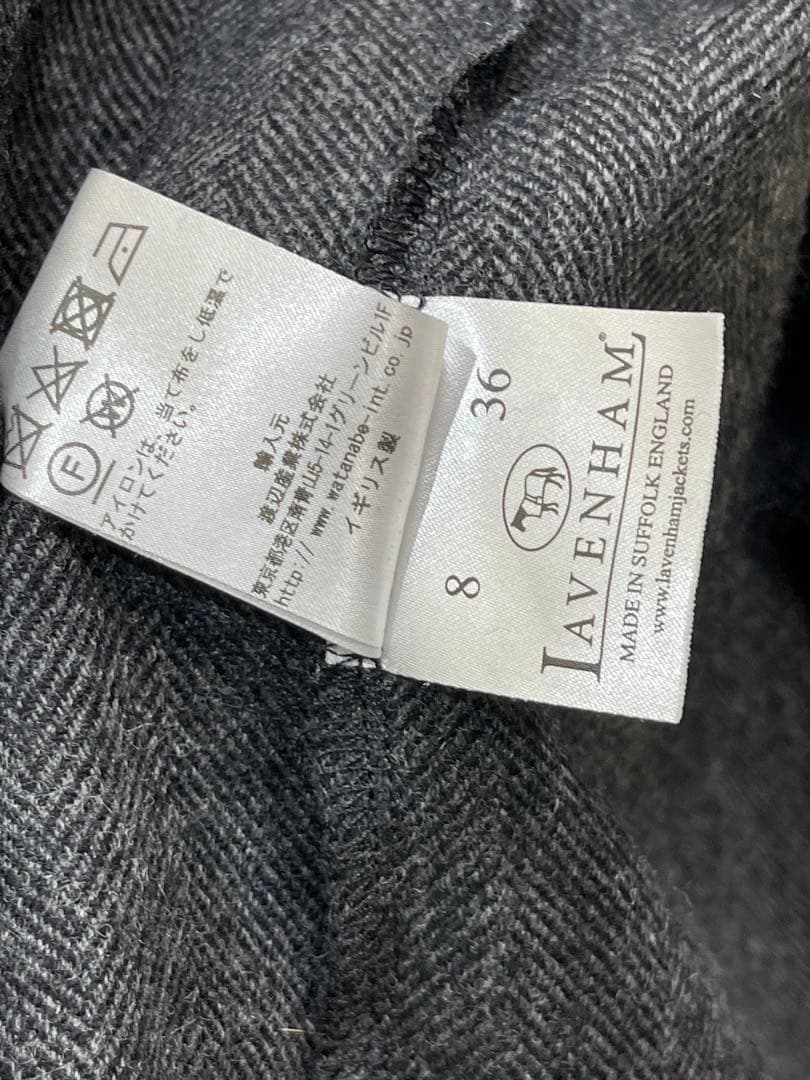 195 イギリス製 LAVENHAM 軽量 ウール ヘリンボーン ツイードコート