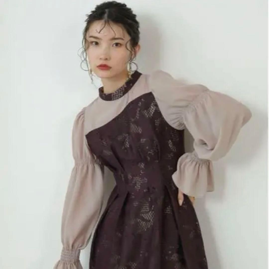 kana シャーリング キャンディー スリーブ アシンメトリー レース