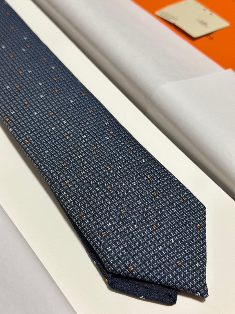 ネイビー シルク100% ネクタイ 339369T