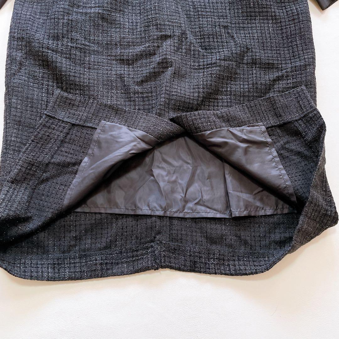 新品 ルイルエブティック ミックスツイードコンビ・ロングナローワンピースドレス