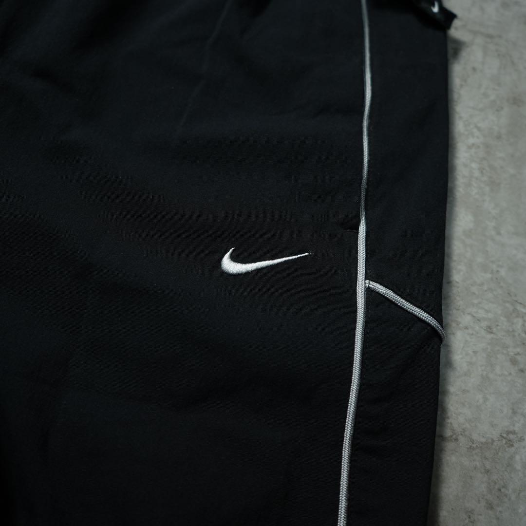 y2k NIKE 極太 バギーナイロンパンツ パイピング サイドライン 刺繍ロゴ