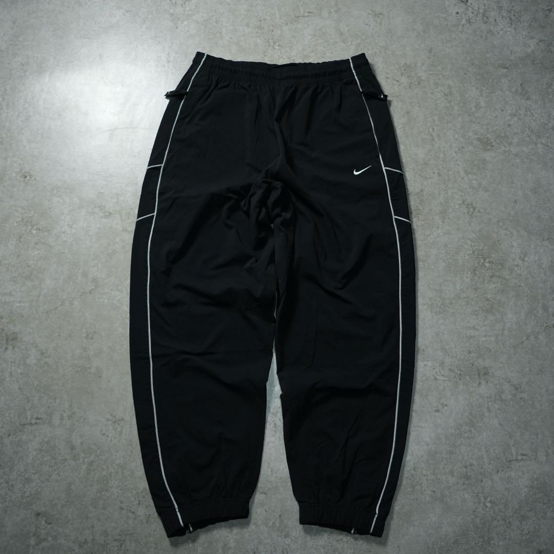 y2k NIKE 極太 バギーナイロンパンツ パイピング サイドライン 刺繍ロゴ