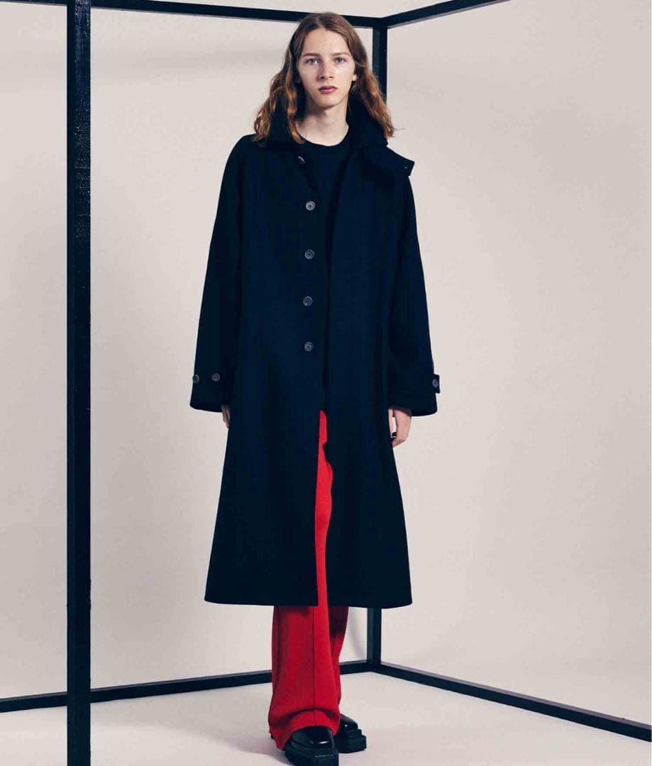 ウールプライムオーバーステンカラーコート【MAISON SPECIAL】ブラック