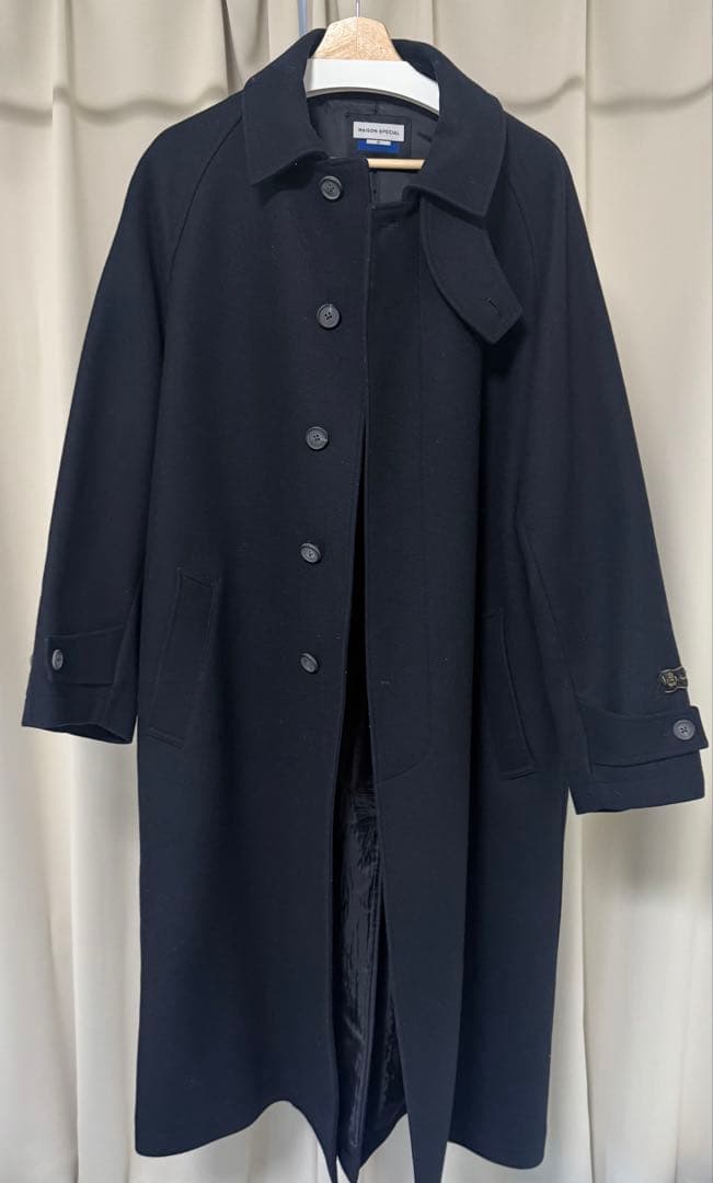 ウールプライムオーバーステンカラーコート【MAISON SPECIAL】ブラック