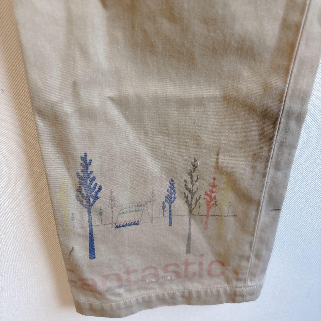 5825レミレリーフ チノパン 落書きプリント　日本製　メンズ　個性的　コットン