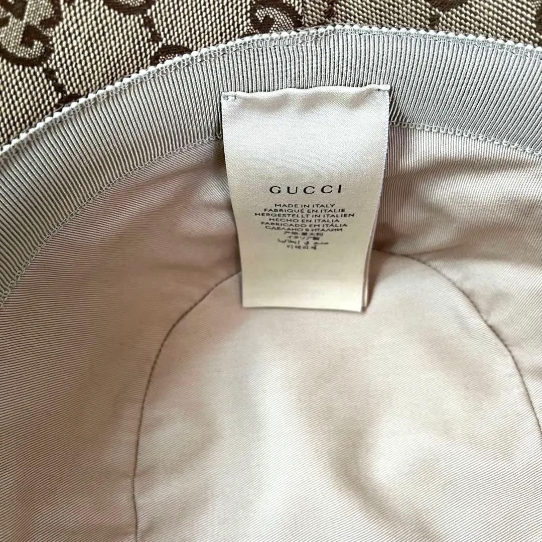 GUCCI GGパターン バケットハット　ベージュ、ブラウン　58M