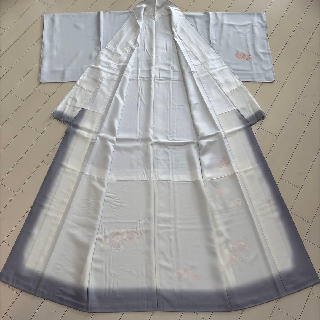 w*o様 ■E5833■未使用品■正絹■落款　作家物　藍白色　袷　訪問着■丈16