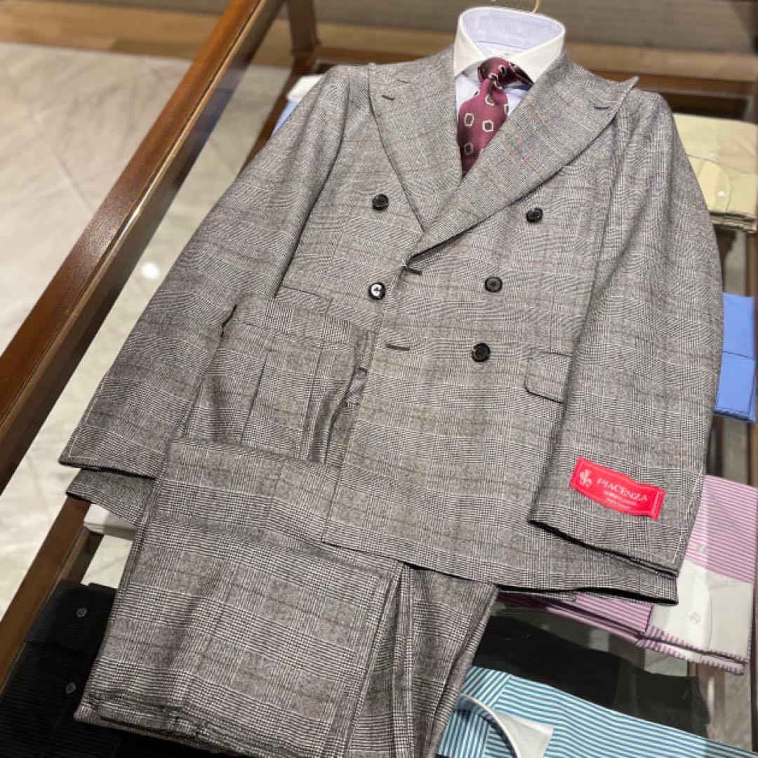 Sakado Express グレンプレイドダブルスーツ　ウールカシミヤ