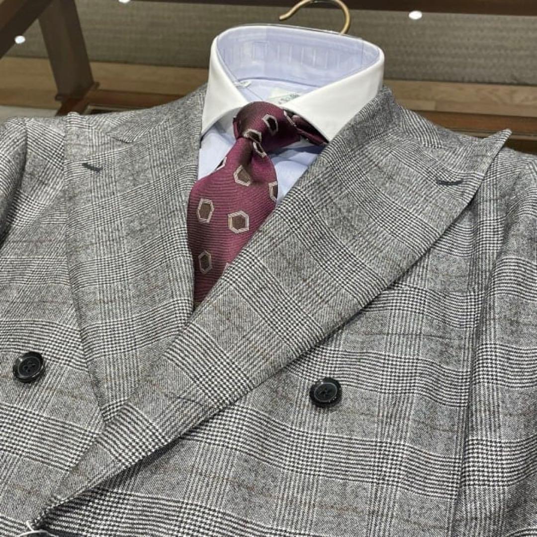 Sakado Express グレンプレイドダブルスーツ　ウールカシミヤ