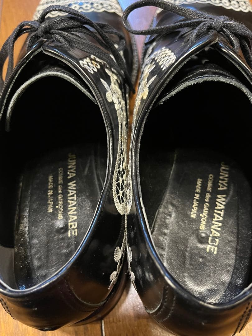 ジュンヤワタナベ刺繍入りブラックオックスフォードシューズ