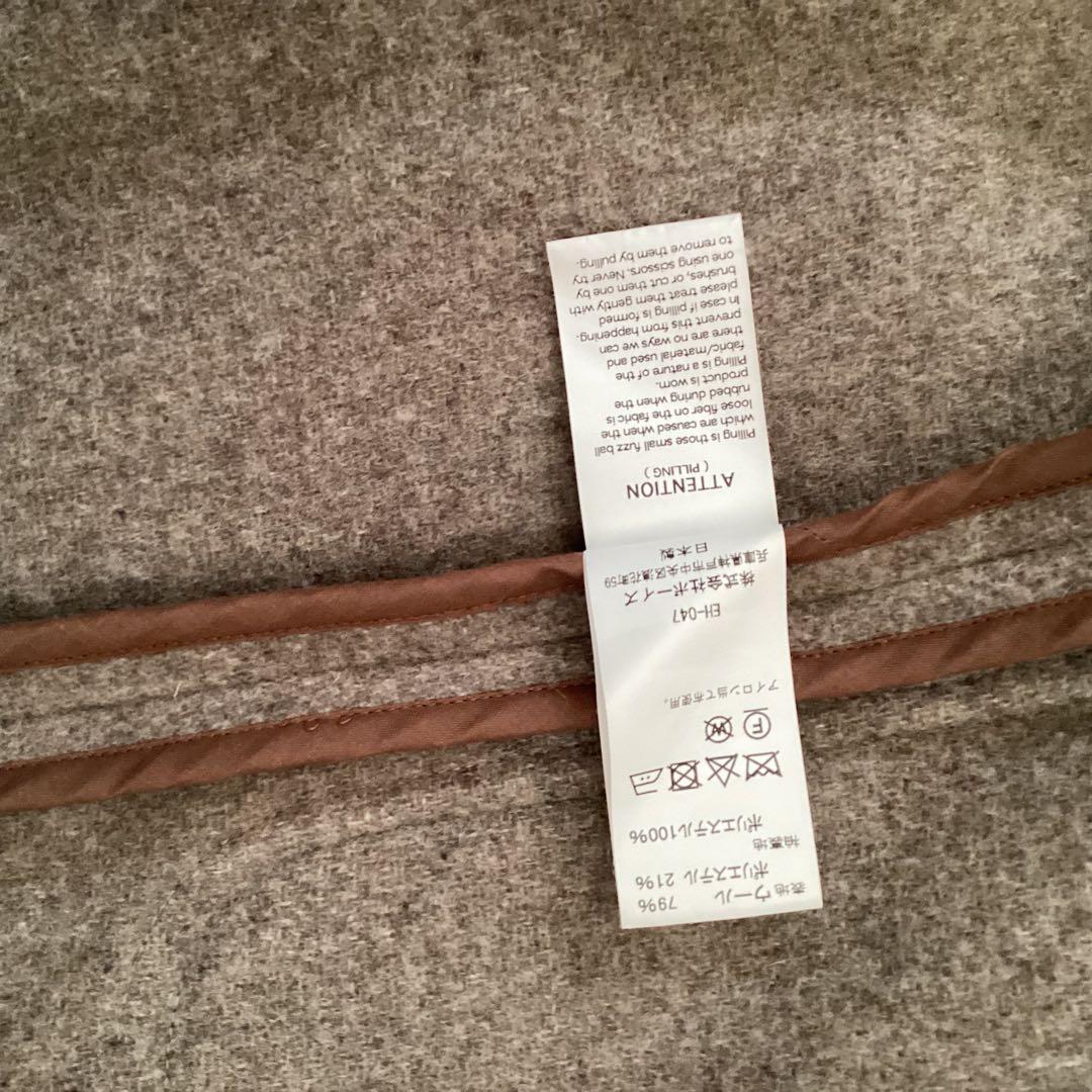 1回着　DANTON ダントン　ブラウン ノーカラーウールロングコート 36