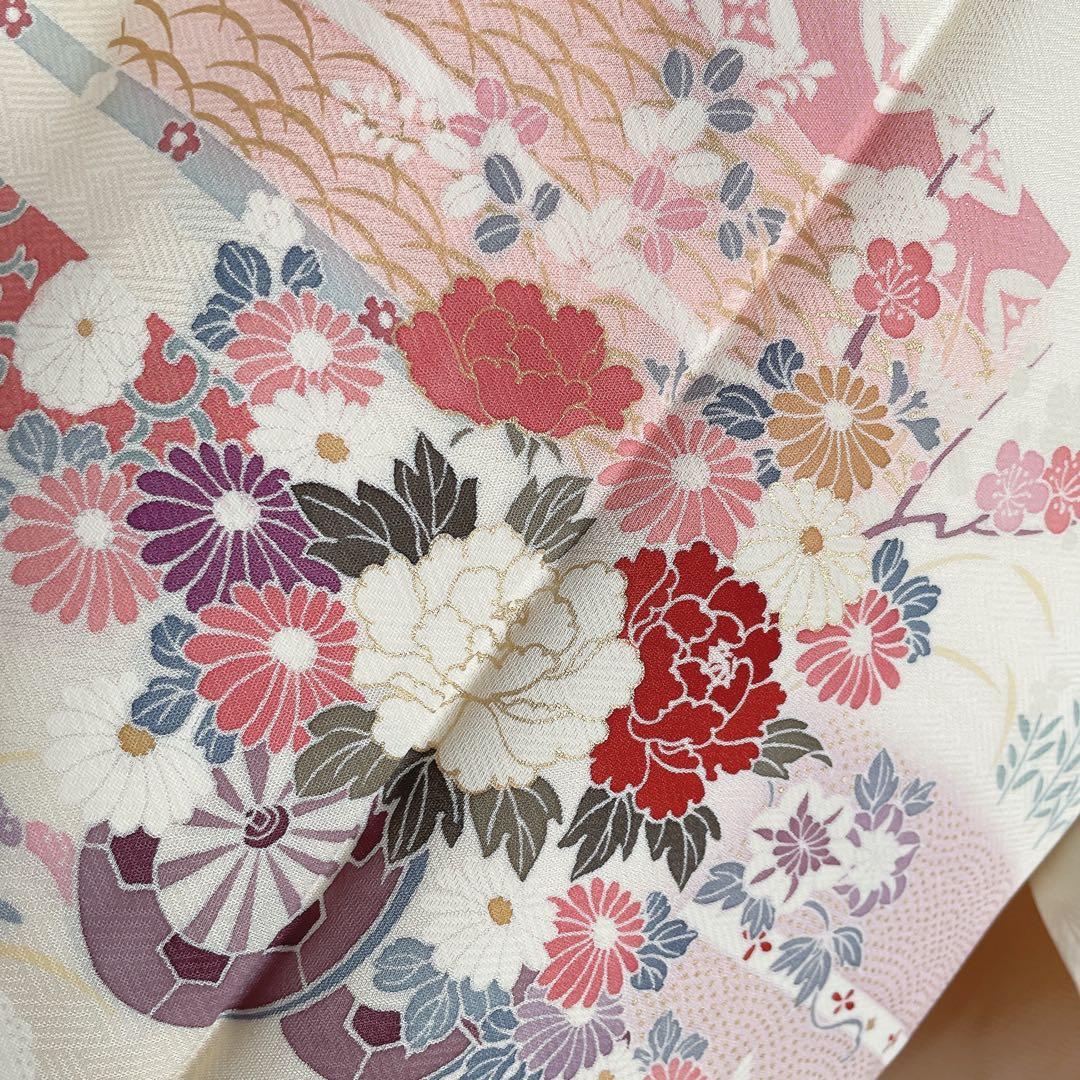 訪問着　フルセット　花ぐるま　金彩加工　華やか　入学式　卒業式　着物　I8