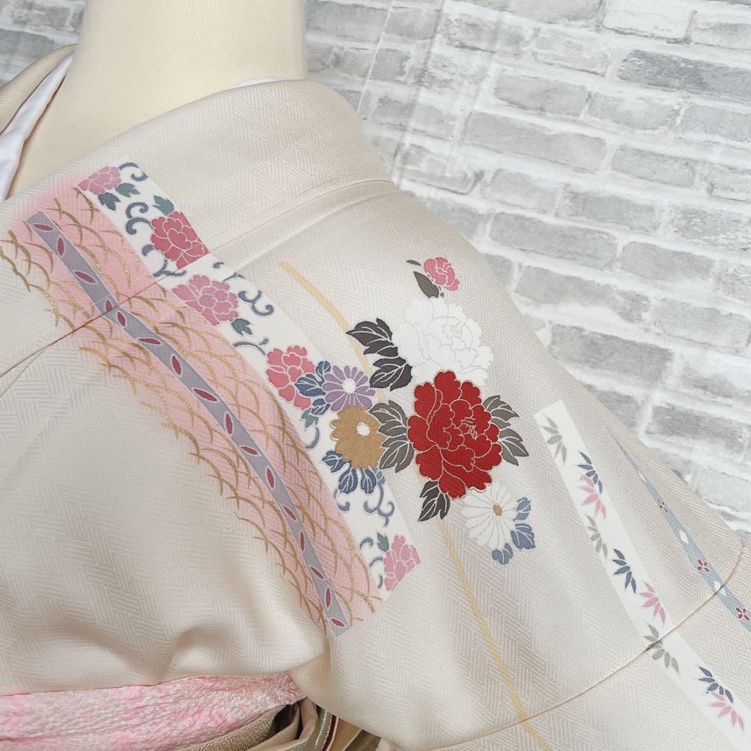 訪問着　フルセット　花ぐるま　金彩加工　華やか　入学式　卒業式　着物　I8