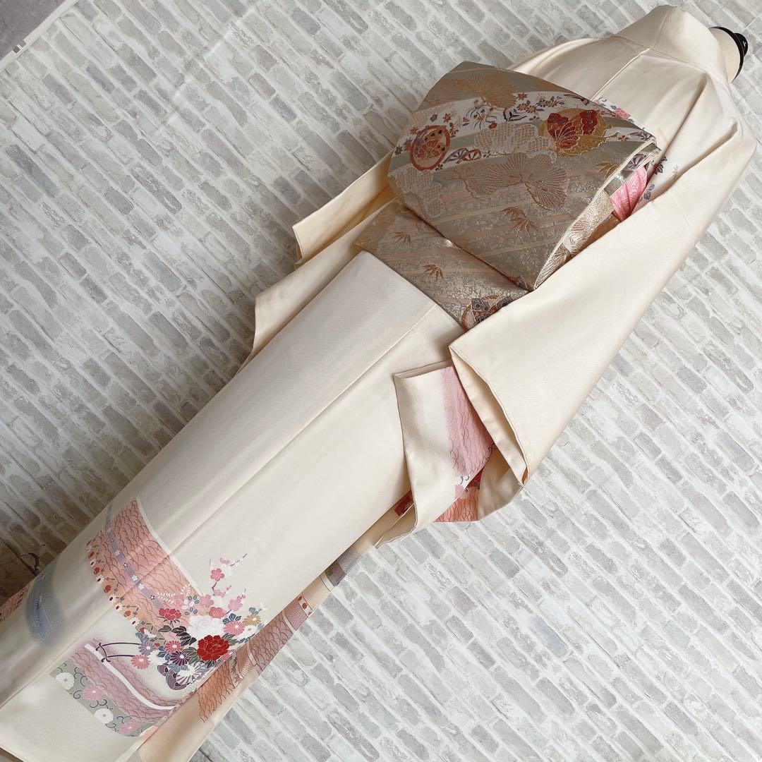 訪問着　フルセット　花ぐるま　金彩加工　華やか　入学式　卒業式　着物　I8