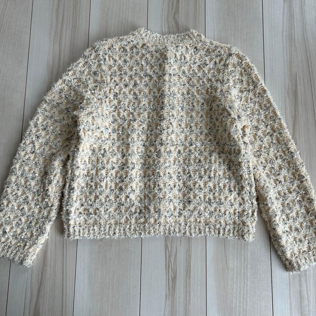 美品 ANAYI リボンアーガイルツイードカーディガン