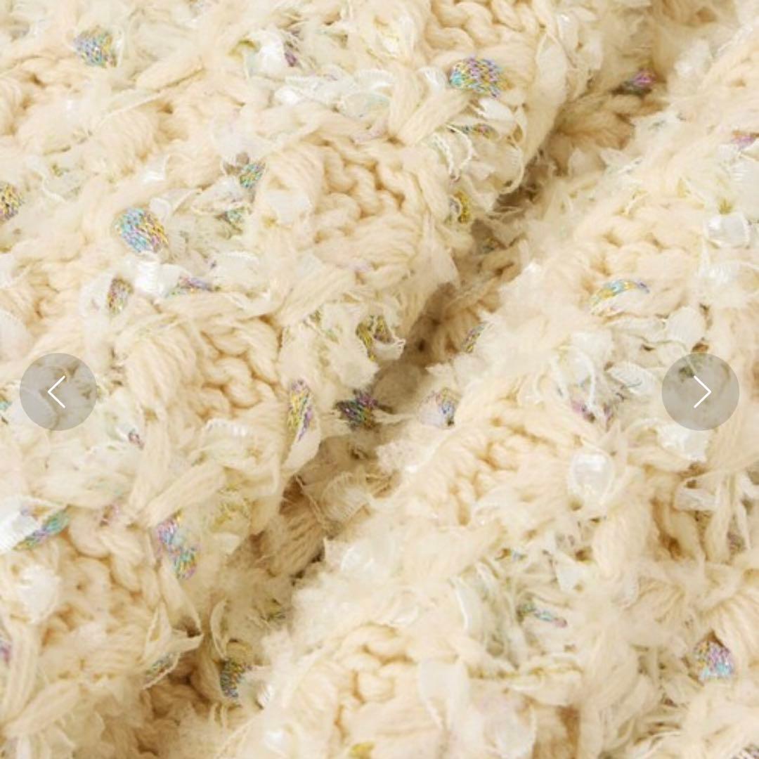 美品 ANAYI リボンアーガイルツイードカーディガン