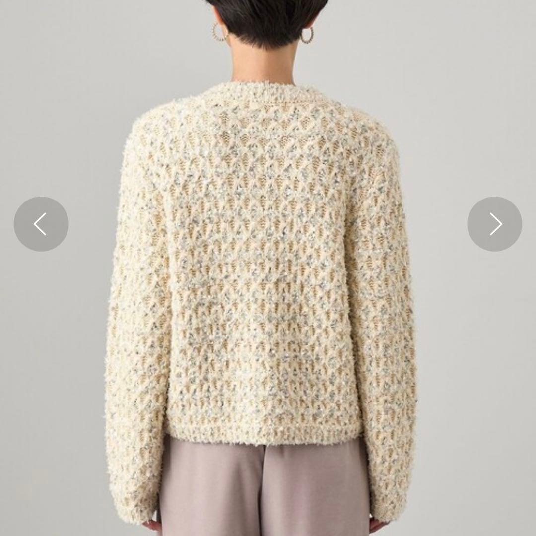 美品 ANAYI リボンアーガイルツイードカーディガン