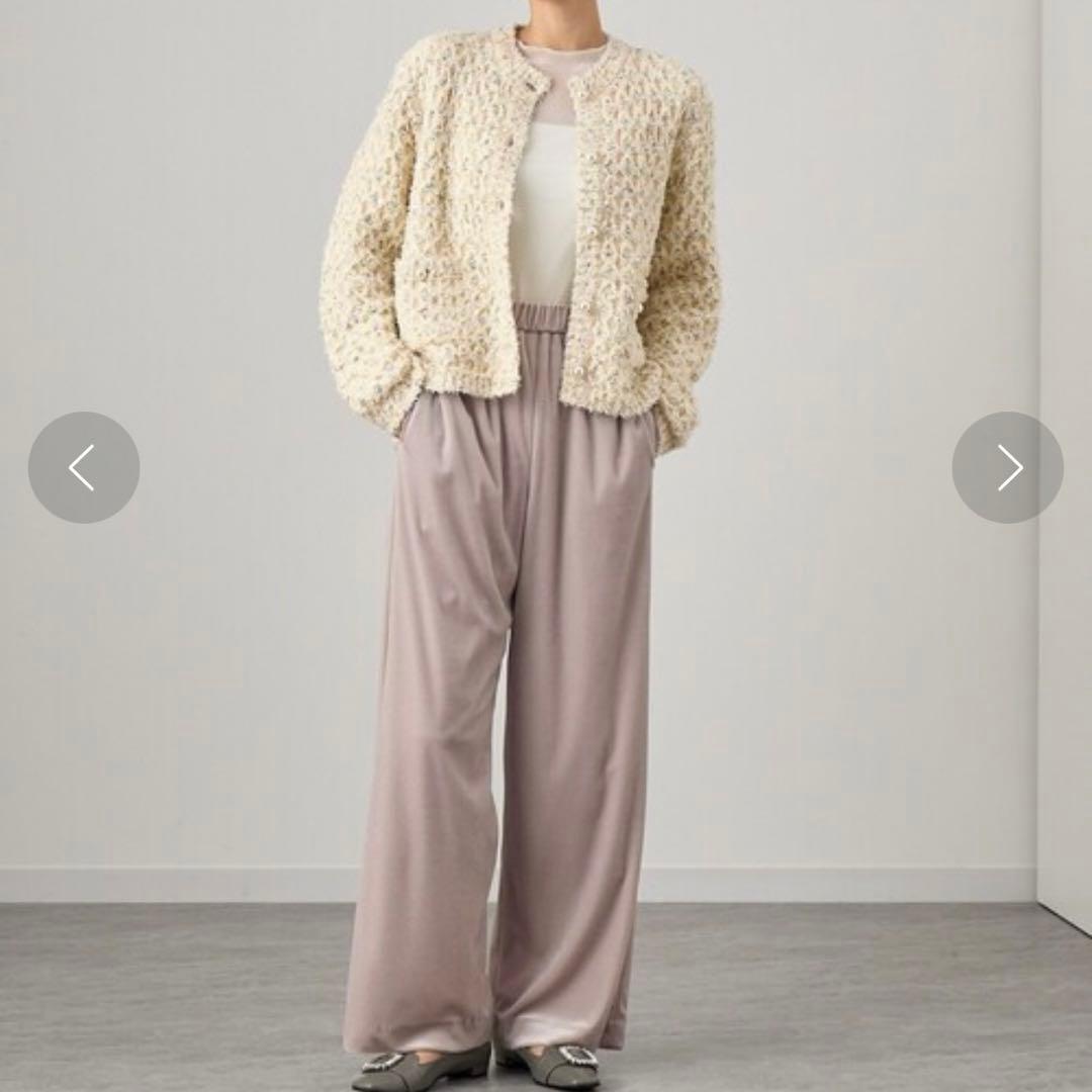 美品 ANAYI リボンアーガイルツイードカーディガン