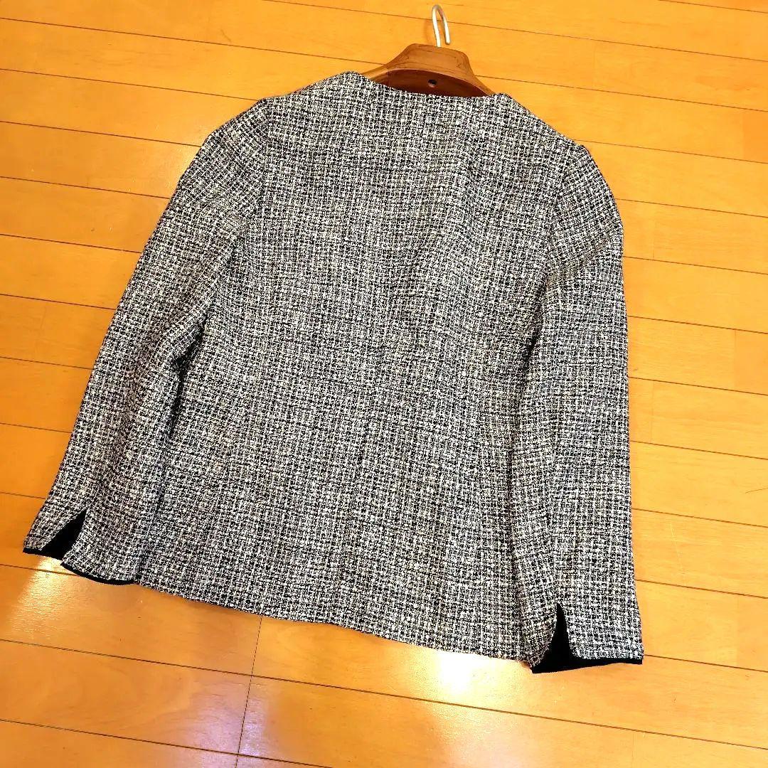 お*ん様 レリアン 近年モデル ノーカラー白黒ツイードジャケット11L