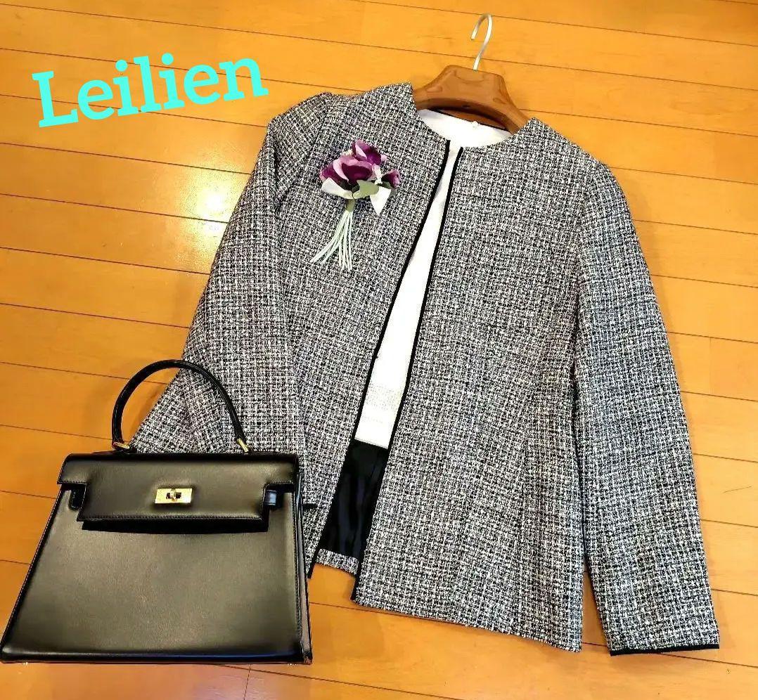 お*ん様 レリアン 近年モデル ノーカラー白黒ツイードジャケット11L