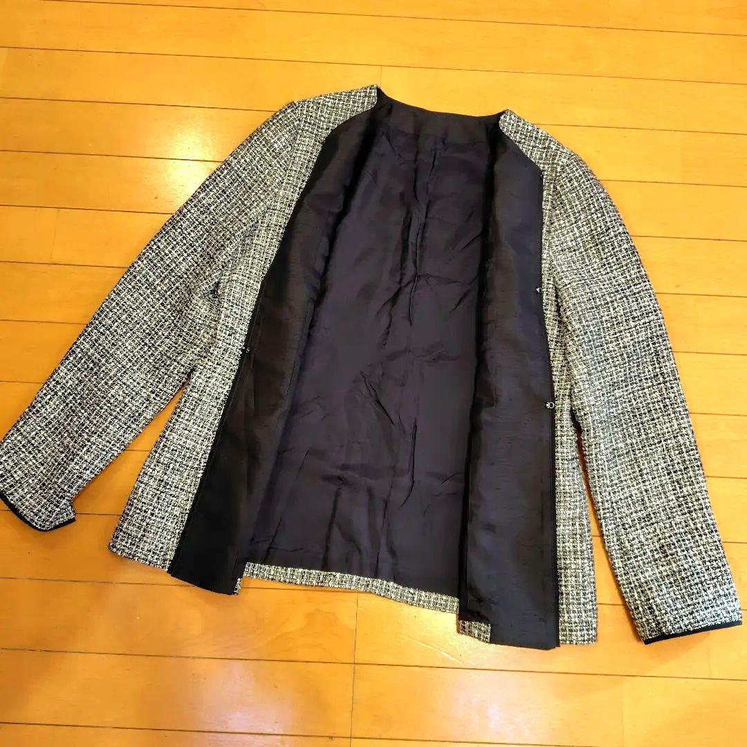 お*ん様 レリアン 近年モデル ノーカラー白黒ツイードジャケット11L